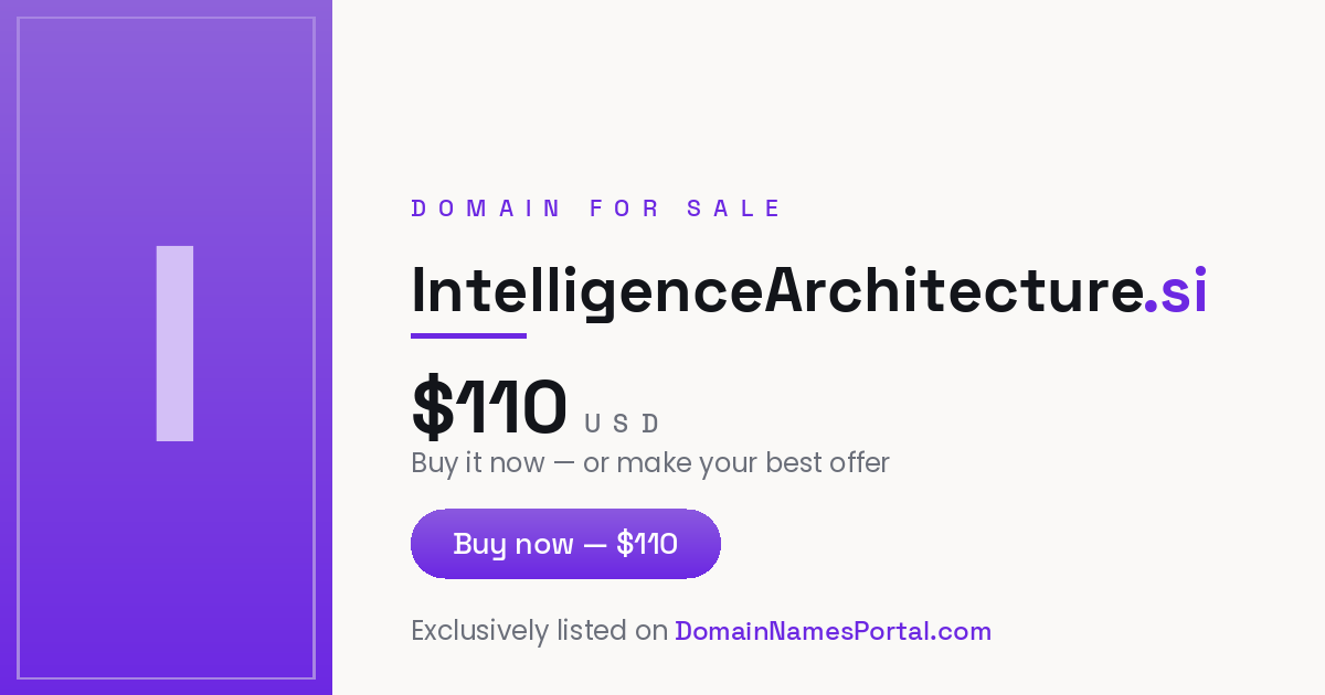 IntelligenceArchitecture.si share card
